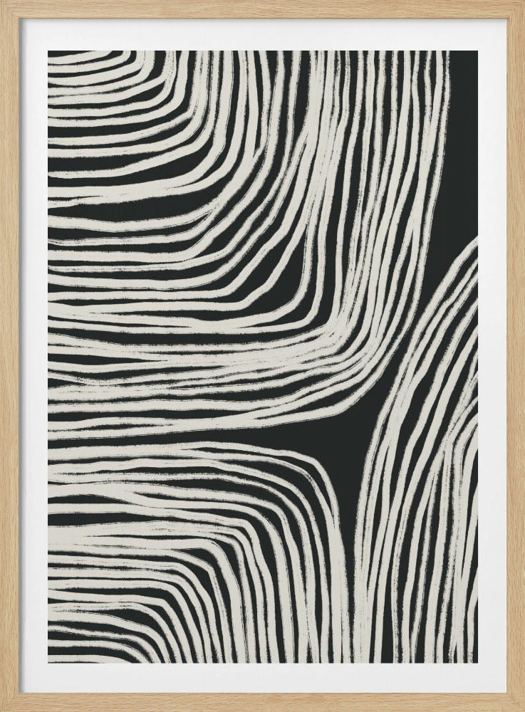 Monochrome organische Wellenlinien | Poster