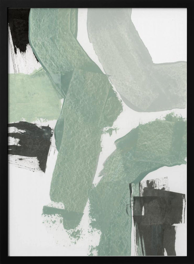Abstract Green & Black Shapes No2 Print | Poster