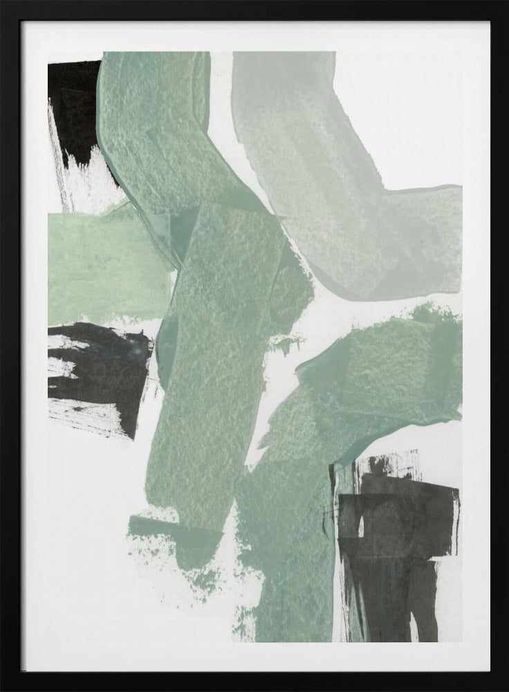 Abstract Green & Black Shapes No2 Print | Poster