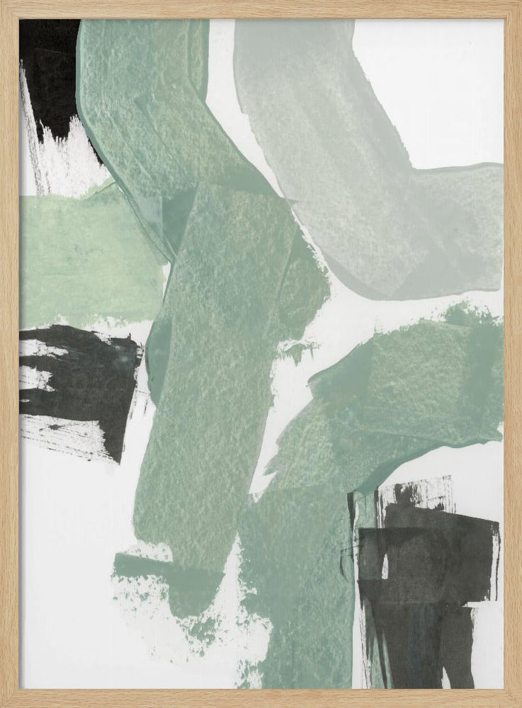 Abstract Green & Black Shapes No2 Print | Poster