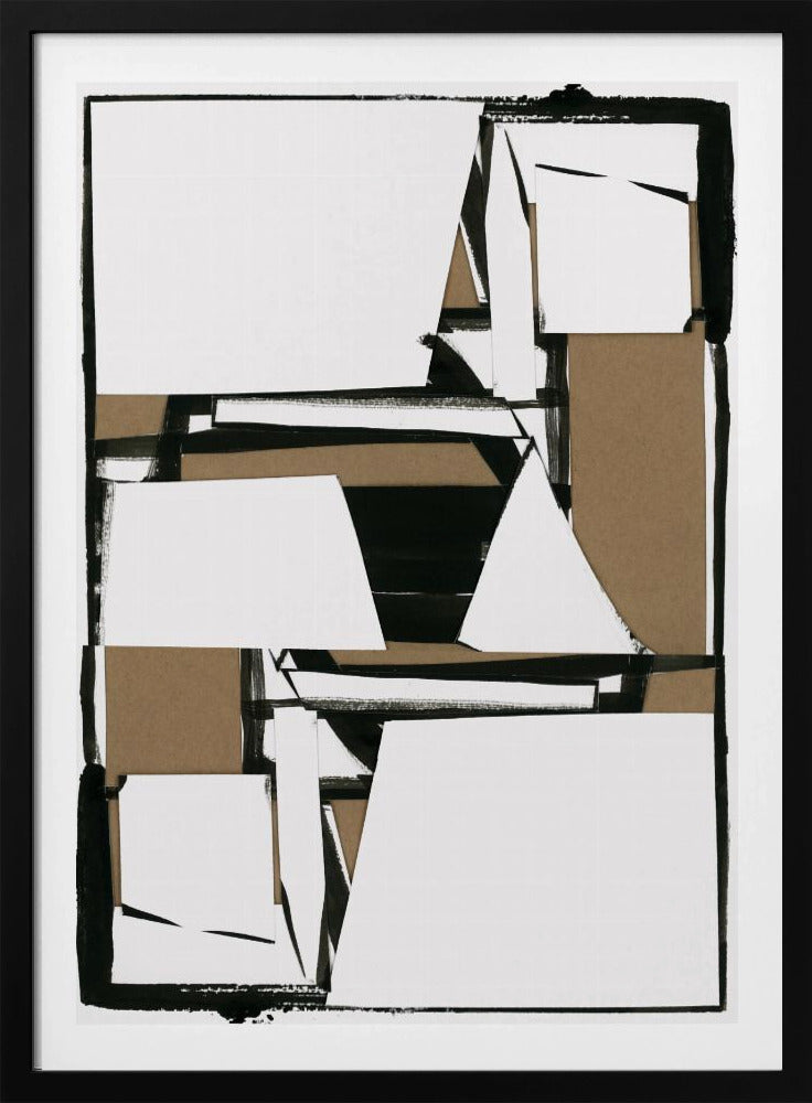 Abstrakter Kunstdruck in Schwarz und Hellbraun | Poster