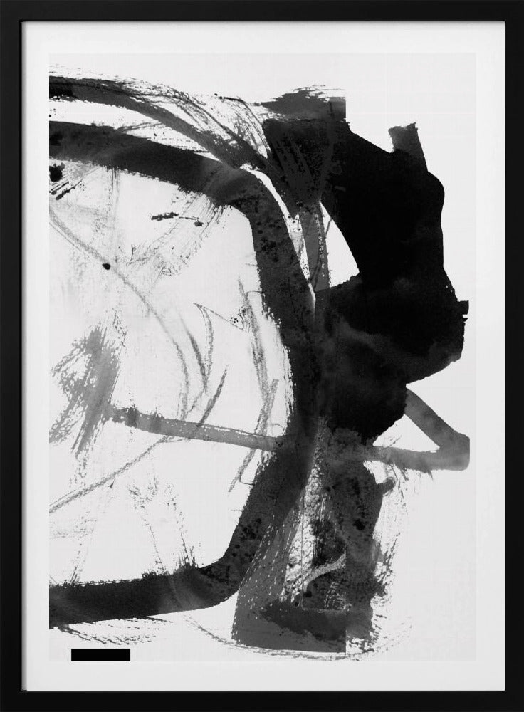 Abstrakter Kunstdruck in Schwarz-Grau-Tinte | Poster