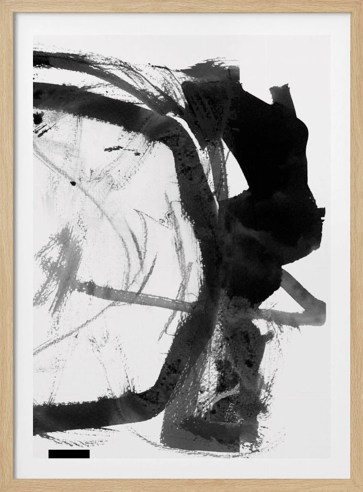 Abstrakter Kunstdruck in Schwarz-Grau-Tinte | Poster