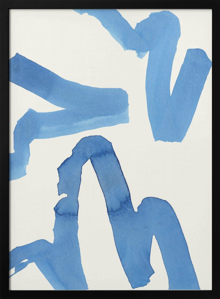 Abstrakter blauer Pinselstrich-Kunstdruck Nr. 1 | Poster