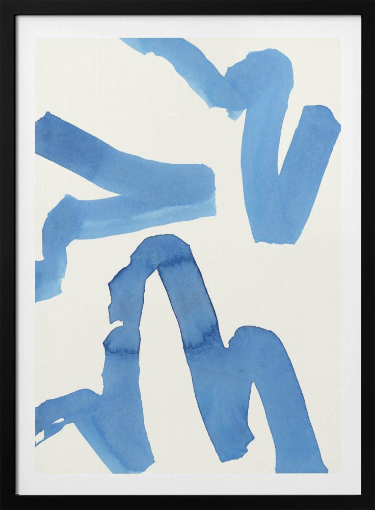 Abstrakter blauer Pinselstrich-Kunstdruck Nr. 1 | Poster