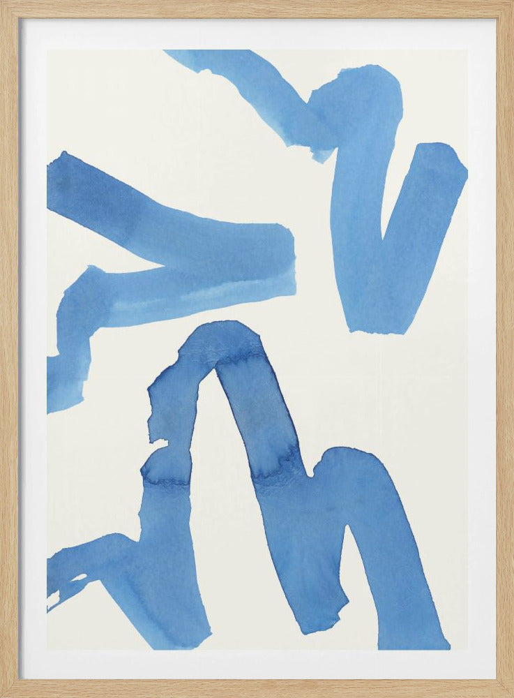 Abstrakter blauer Pinselstrich-Kunstdruck Nr. 1 | Poster