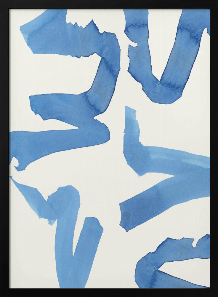 Abstrakter blauer Pinselstrich-Kunstdruck Nr. 2 | Poster