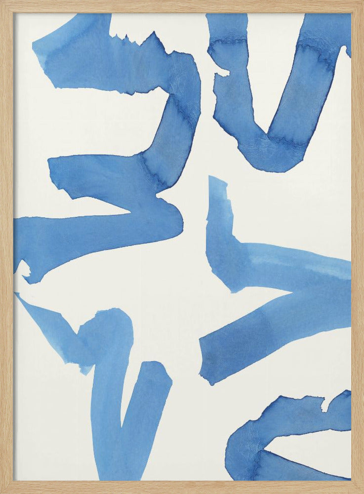 Abstrakter blauer Pinselstrich-Kunstdruck Nr. 2 | Poster