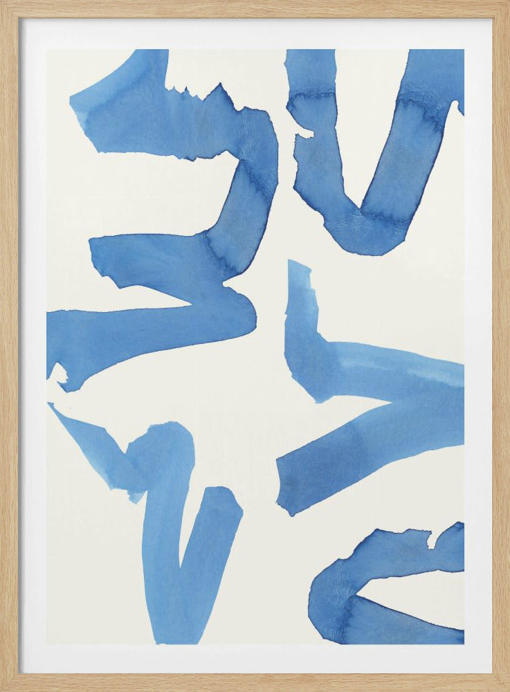 Abstrakter blauer Pinselstrich-Kunstdruck Nr. 2 | Poster