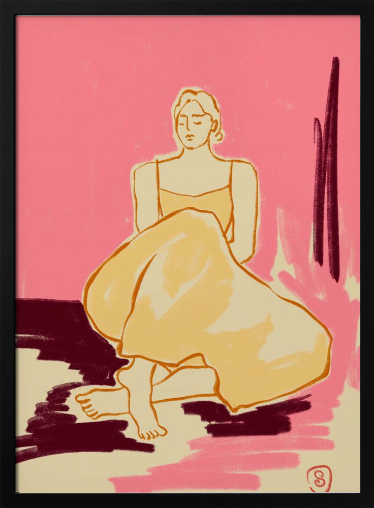 Sitzende Figur in fließendem Kleid | Poster