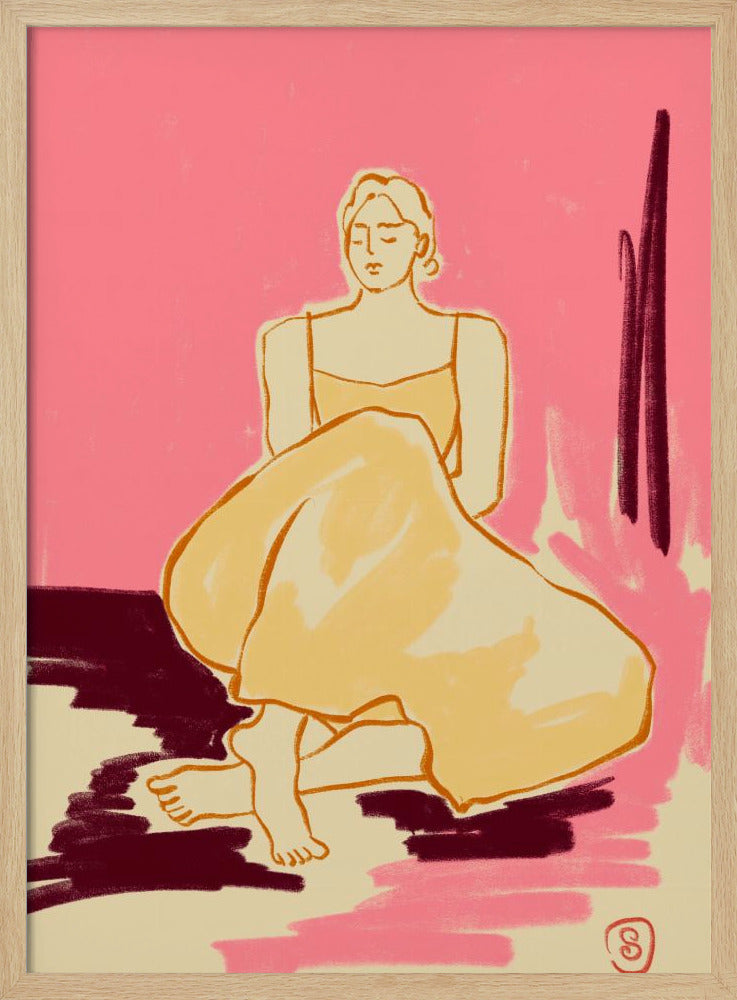 Sitzende Figur in fließendem Kleid | Poster