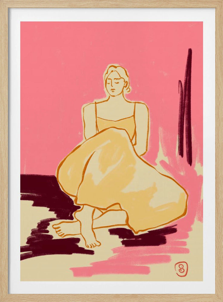 Sitzende Figur in fließendem Kleid | Poster