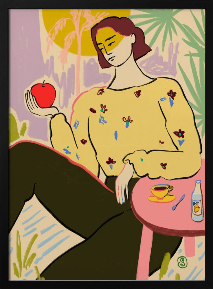 Frau mit Apfel | Poster