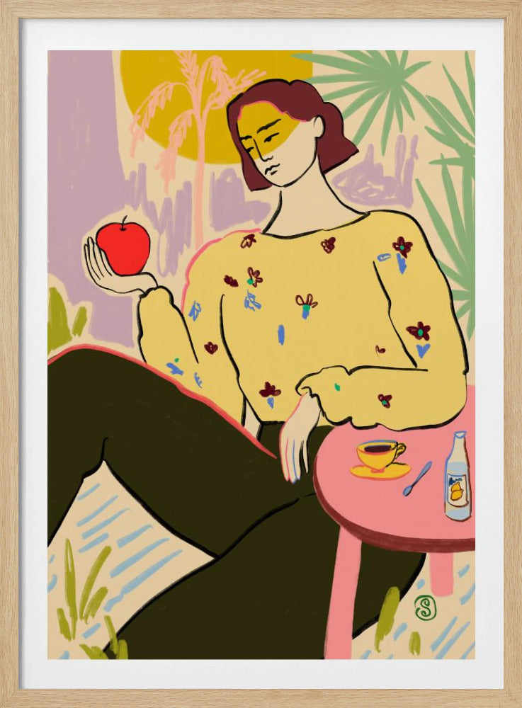 Frau mit Apfel | Poster
