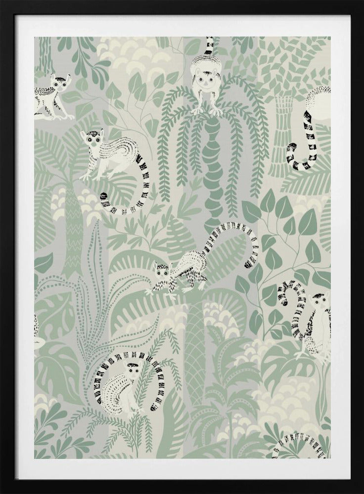 Dschungelabenteuer, sanftes Salbeigrün-Muster | Poster