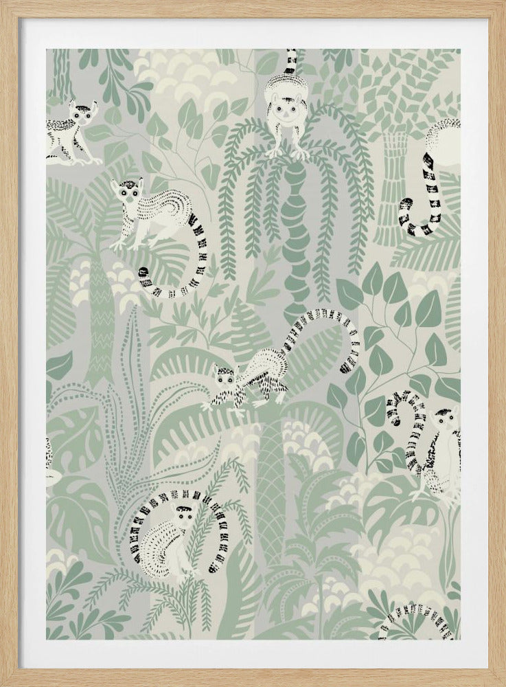 Dschungelabenteuer, sanftes Salbeigrün-Muster | Poster
