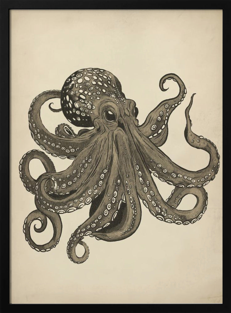 Oktopus Vintage handbemalt | Poster