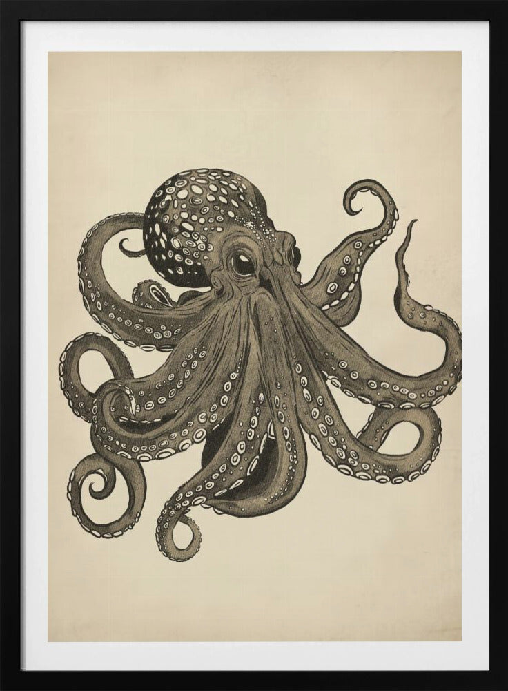Oktopus Vintage handbemalt | Poster