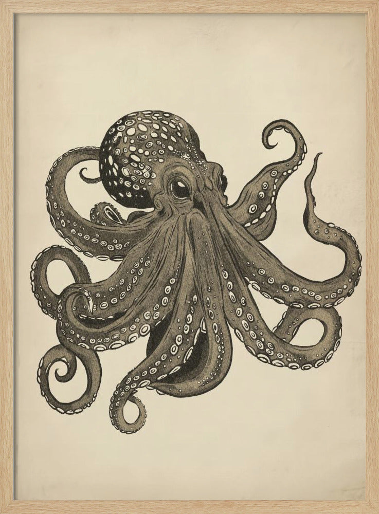Oktopus Vintage handbemalt | Poster