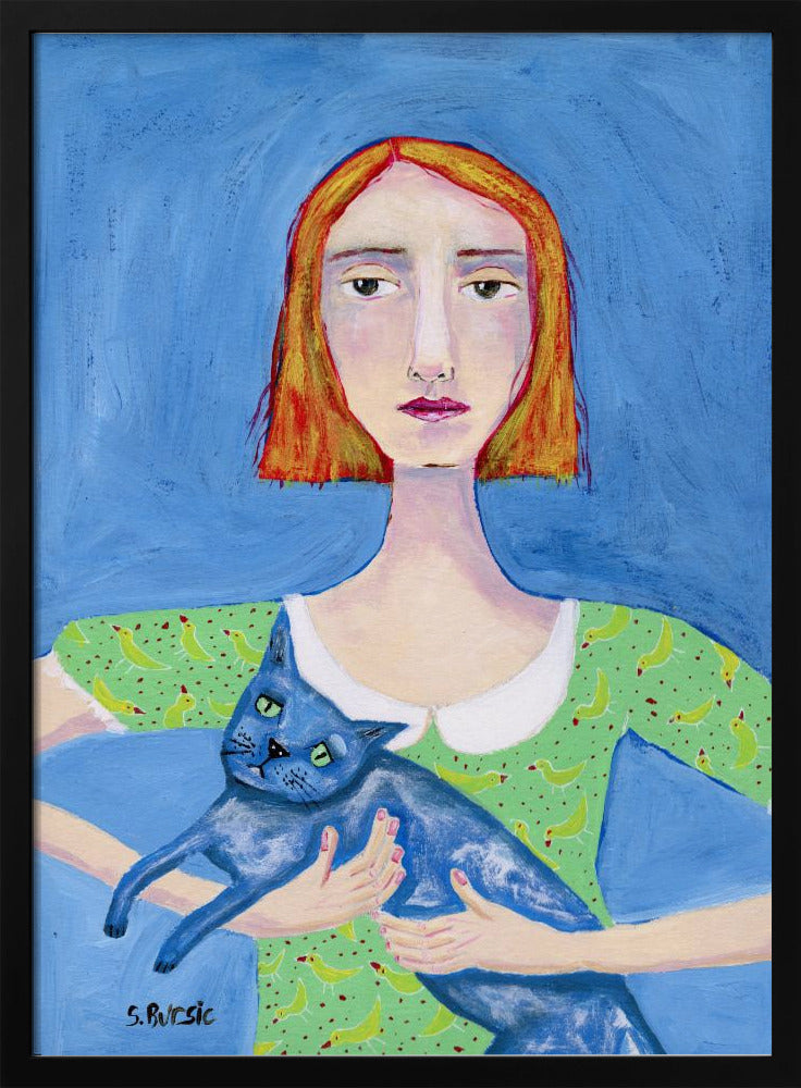 Dame mit der blauen Katze | Poster