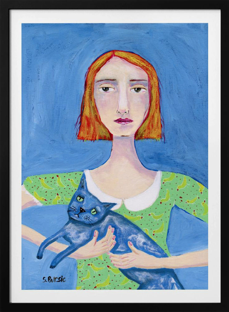 Dame mit der blauen Katze | Poster