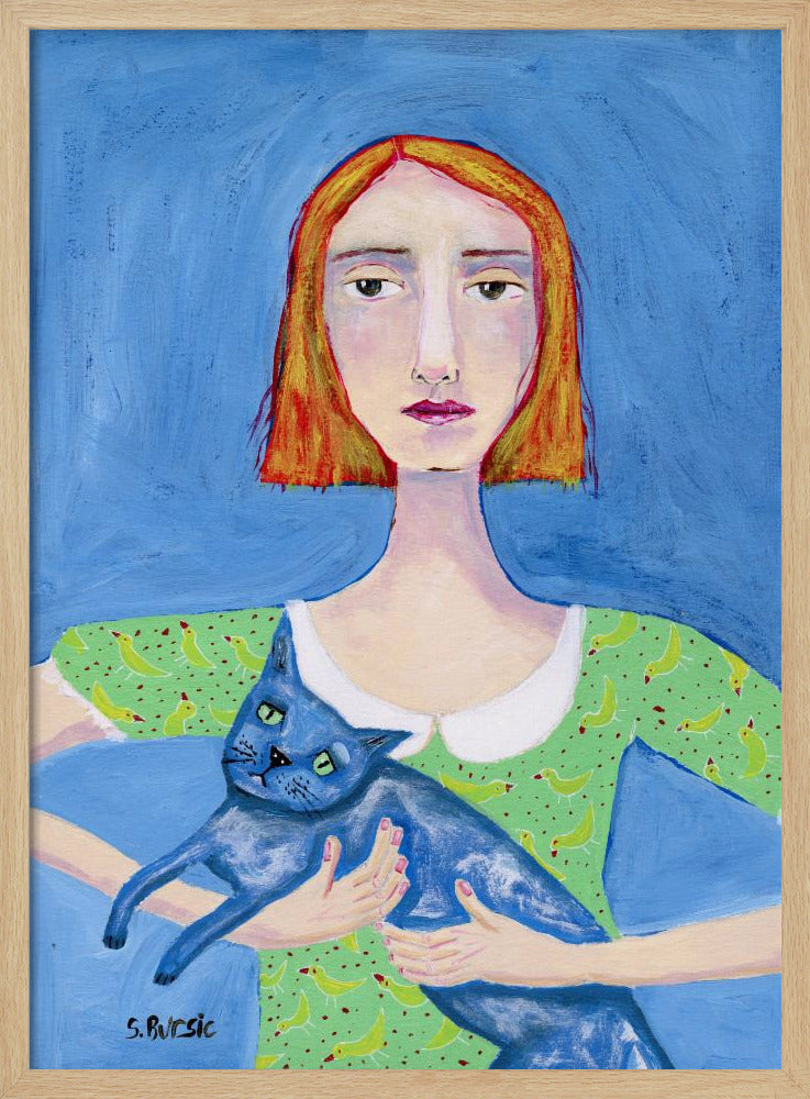 Dame mit der blauen Katze | Poster