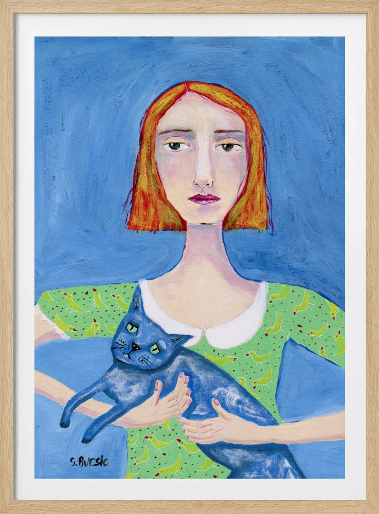 Dame mit der blauen Katze | Poster