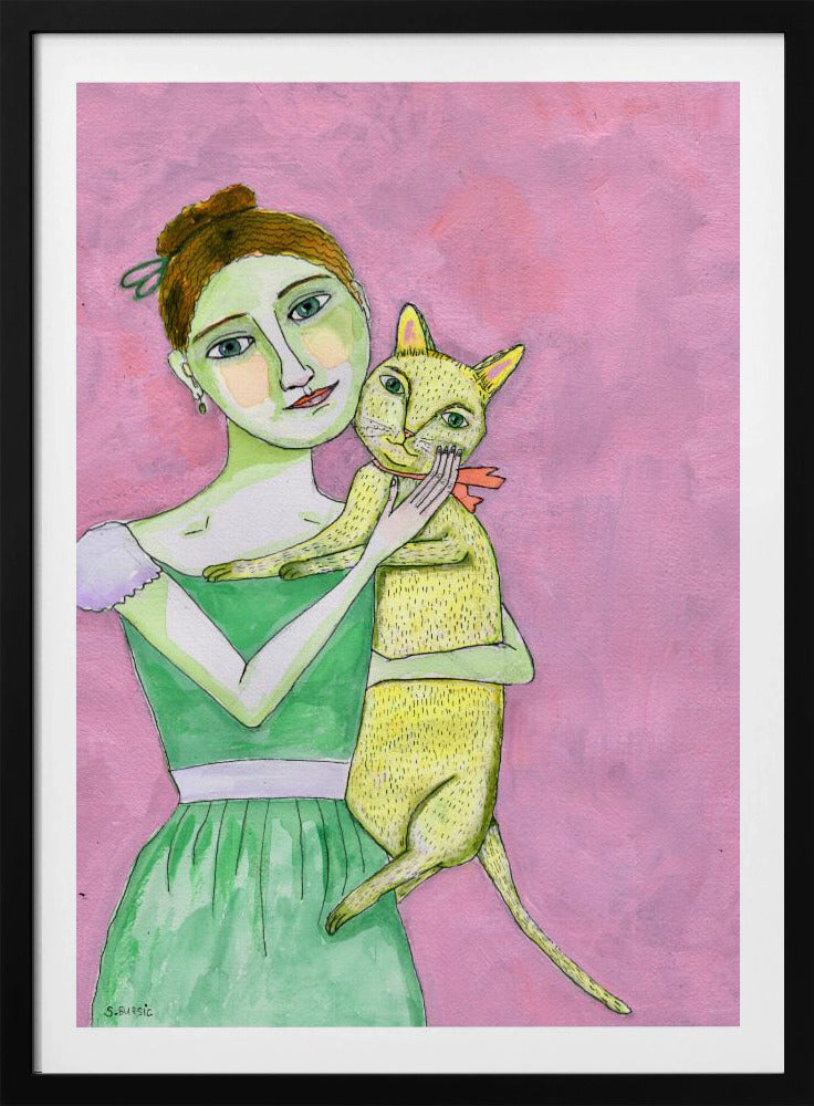 Dame mit gelber Katze | Poster