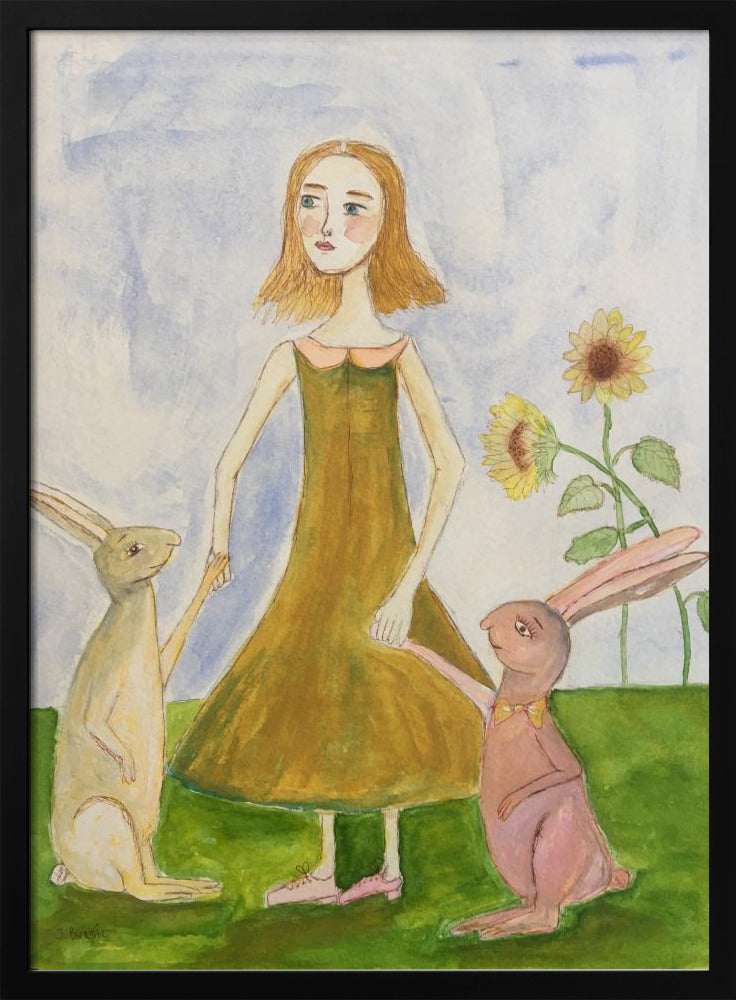 Mädchen mit ihren Kaninchen | Poster