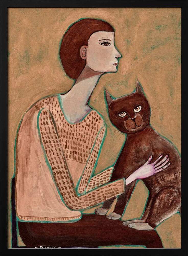 Frau mit Katze | Poster