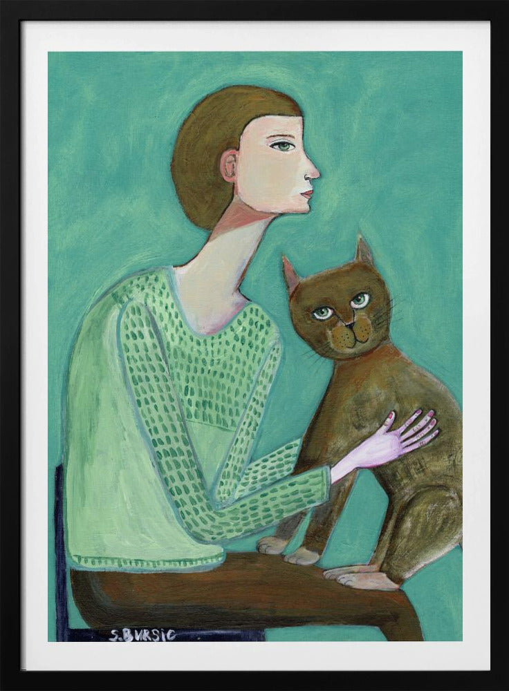Frau mit Katze | Poster