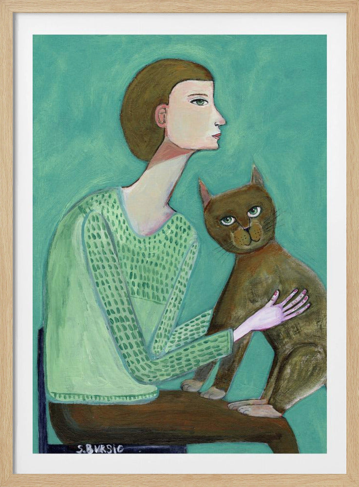 Frau mit Katze | Poster