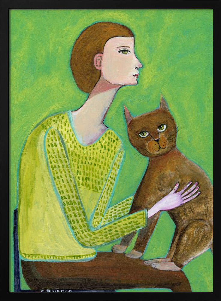 Frau mit Katze | Poster