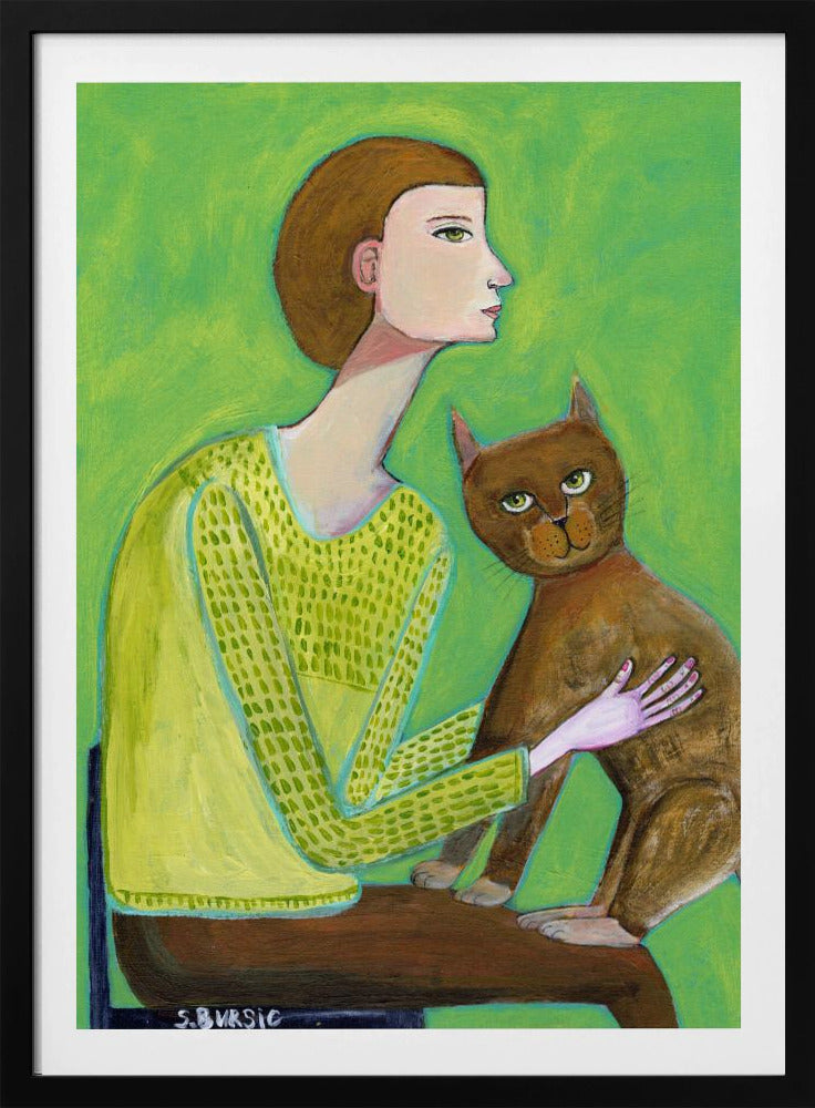 Frau mit Katze | Poster