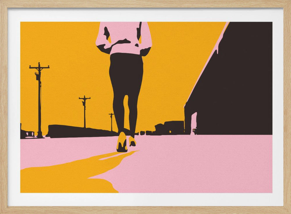 Silhouette einer gehenden Frau | Poster
