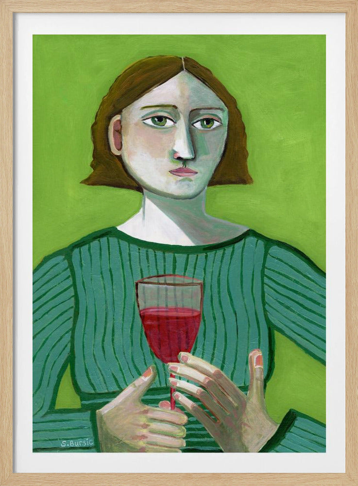 Dame mit Rotwein | Poster