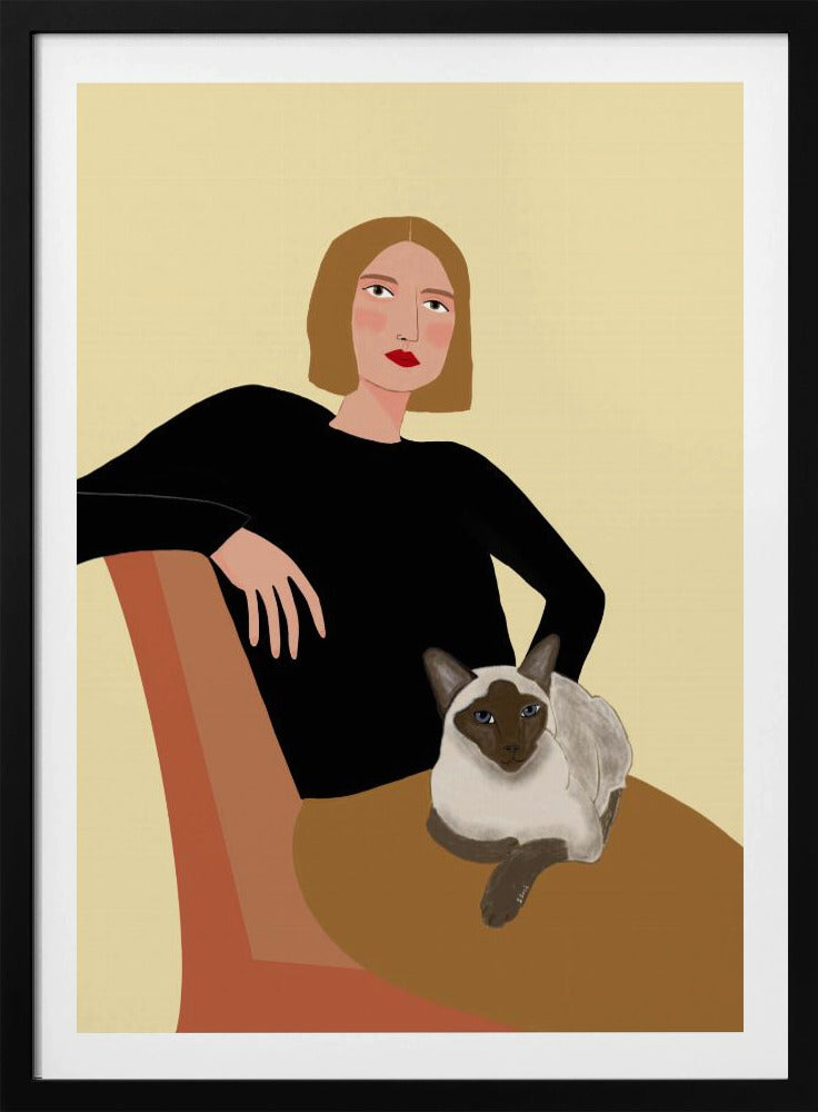 Dame mit Katze | Poster