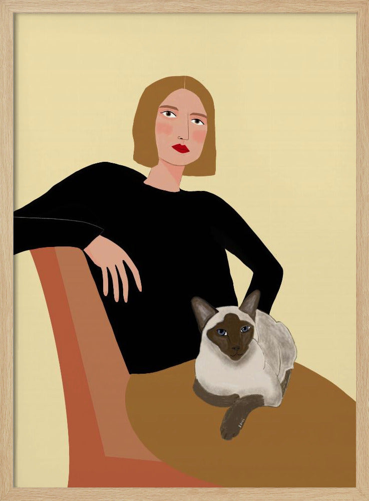 Dame mit Katze | Poster
