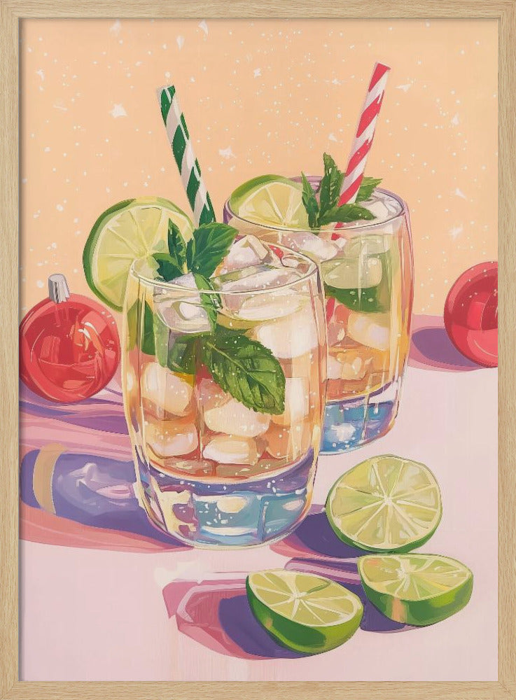 Mojito Sommercocktails mit Limette und Minze | Poster