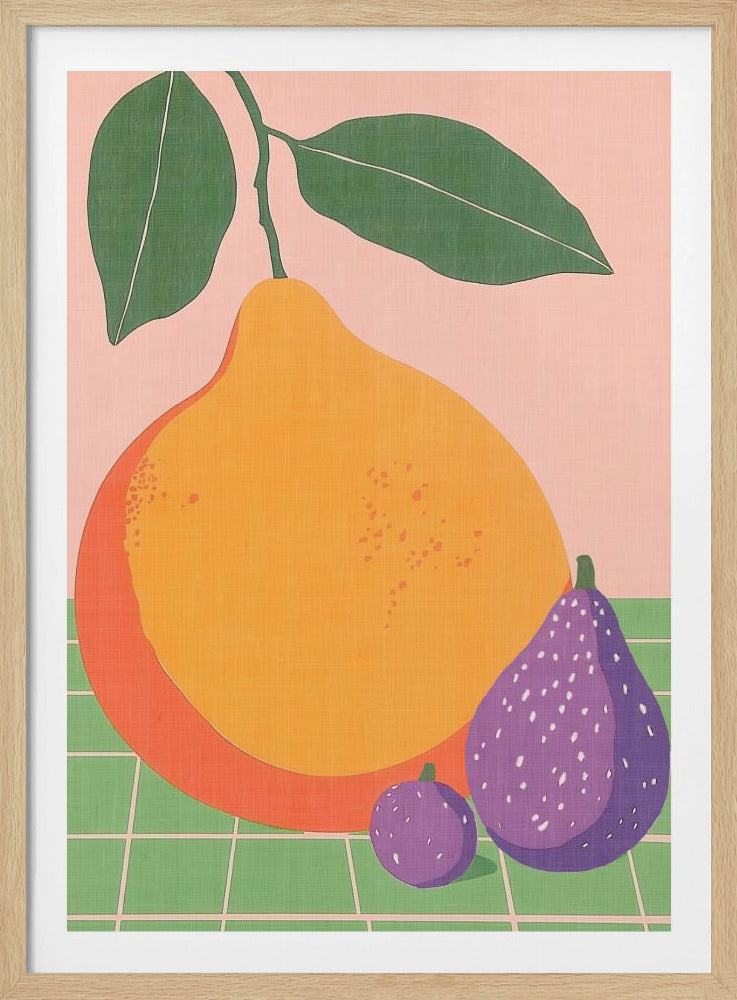 Obstillustration Birne und Feigen | Poster
