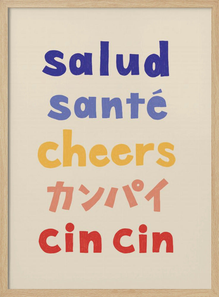 Prost Typografie - Salud Santé Prost Kanpai Cin cin | Poster