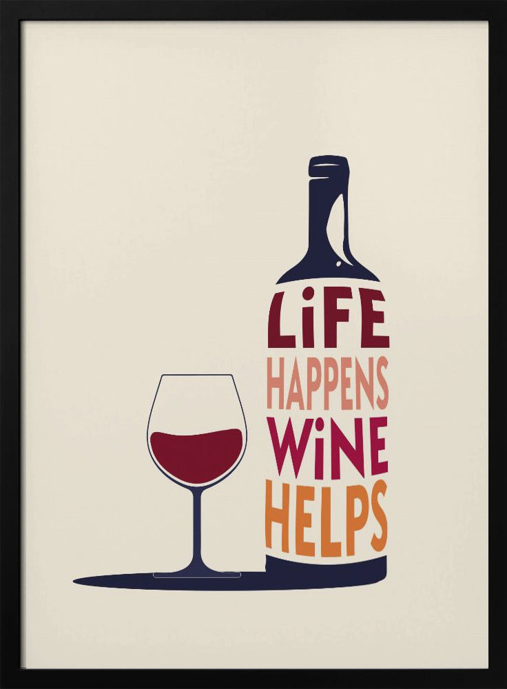 Das Leben passiert, Wein hilft – Weinzitat | Poster