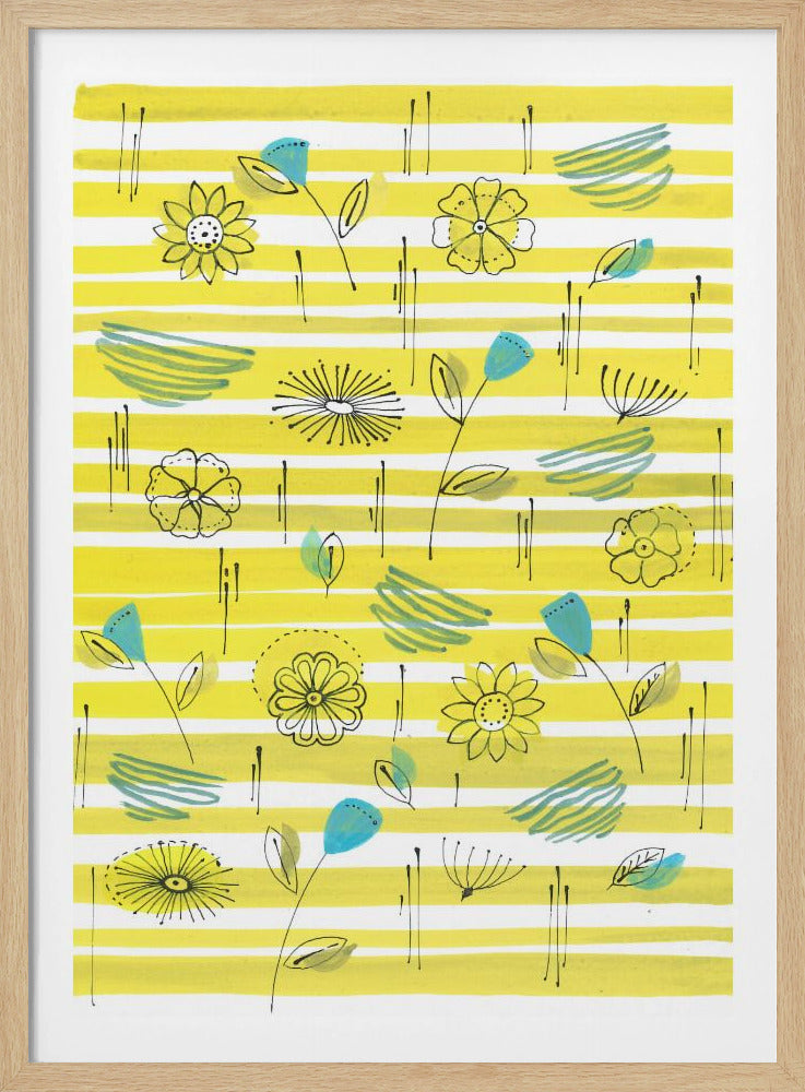 Streifen und Blumen | Poster