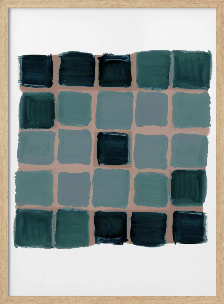Petrol kariertes Quadrat Poster