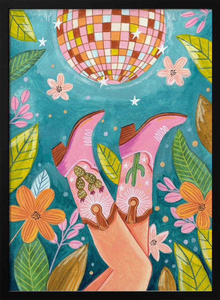 Cowboystiefel und Discokugel | Poster