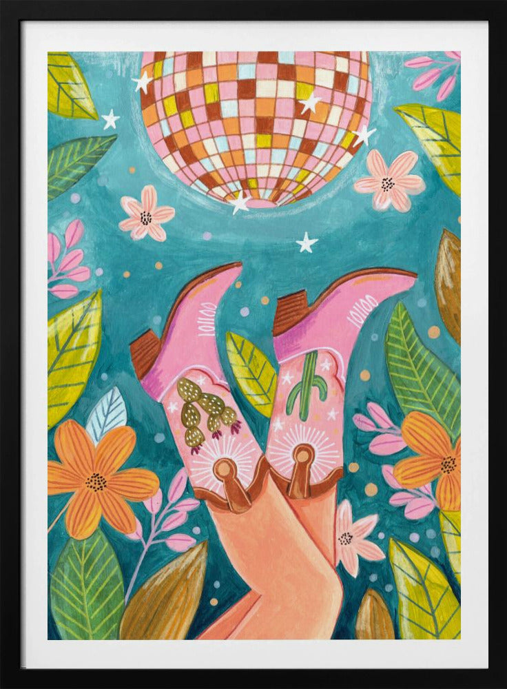 Cowboystiefel und Discokugel | Poster
