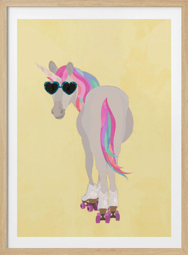 Einhorn Rollschuhlaufen gelb | Poster