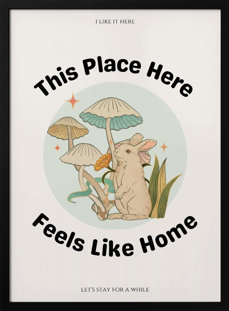 Kaninchen unter Pilzen mit dem Satz | Poster