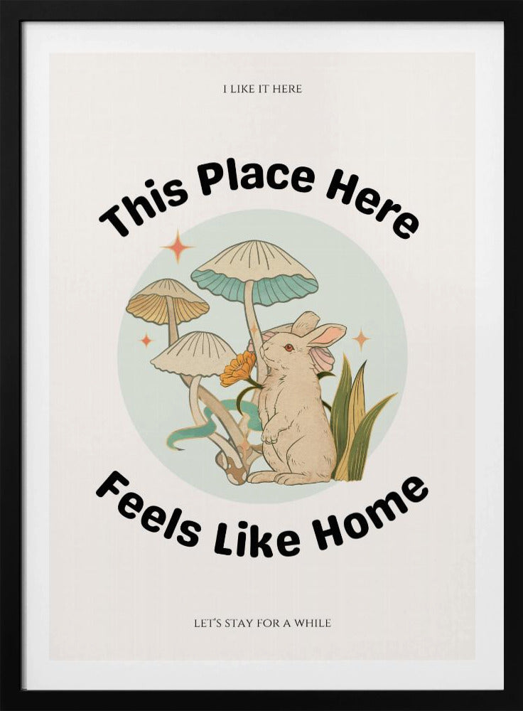 Kaninchen unter Pilzen mit dem Satz | Poster