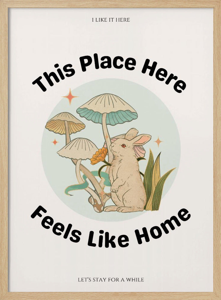 Kaninchen unter Pilzen mit dem Satz | Poster